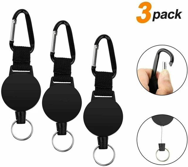 3 Stk Schlüsselband ausziehbar Stahlseil Zipper Schlüsselbund Set 3 X1E7