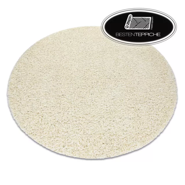 Modern Plain Shaggy Carpet " Soffi " Circle Soft 2in Very Thick Cream