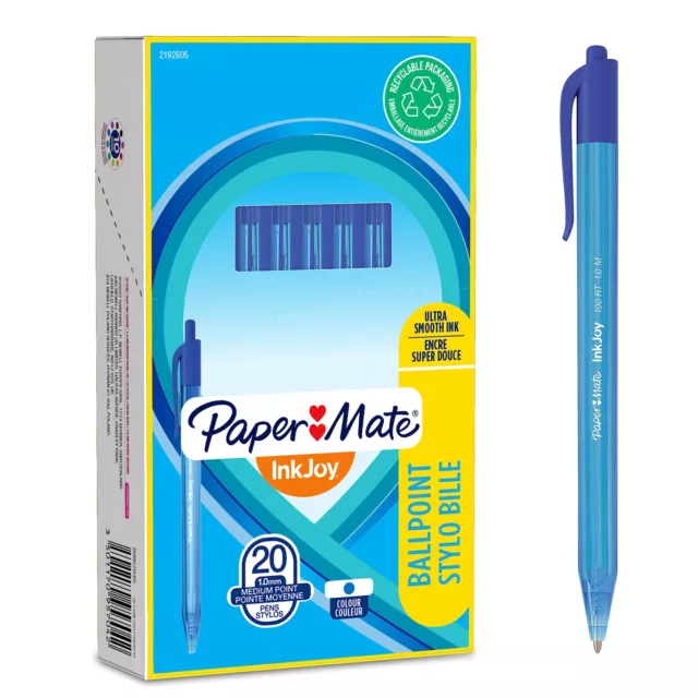 Paper Mate InkJoy 100RT Retractable Ballpoint Pens   Medium Point (1.0mm)   Blue