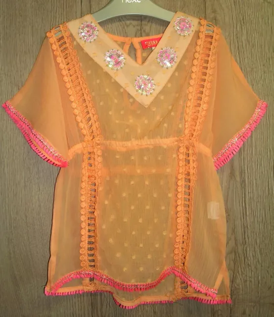 River Island Girls Orange Swimming Swim Bikini Beach Poncho Age 18-24 Months