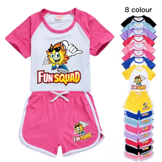 New Fun Squad Gaming Shorts T-shirt Outfits Kids PJ'S Loungewear Tracksuit Set