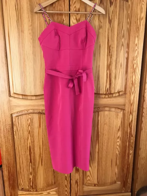 Atmosphere Fuchsia Pink Pencil Dress Bustier Chain Straps Size 10