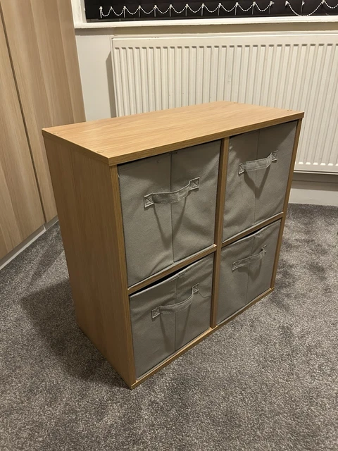 ARGOS HOME SQUARES 4 Cube Storage Unit - Oak Effect (including Canvas ...