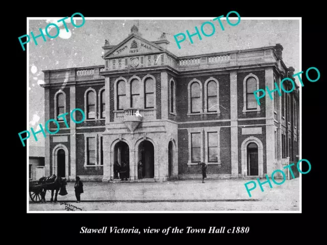 OLD POSTCARD SIZE PHOTO OF STAWELL VICTORIA VIEW OF THE TOWN HALL c1880