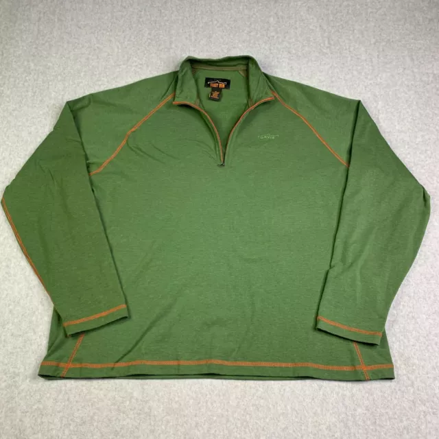 Orvis Trout Bum Pullover Shirt Adult XL Green 1/4 Zip Long Sleeve Pullover Mens