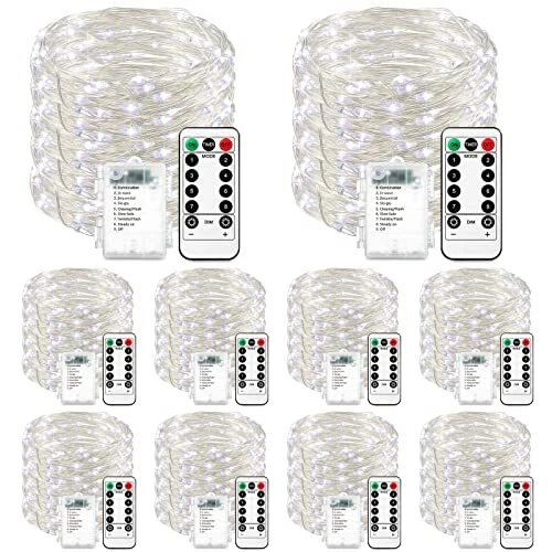 10 Pack Fairy String Light with Timer Function 16.4ft 50 LED Twinkle Copper W...