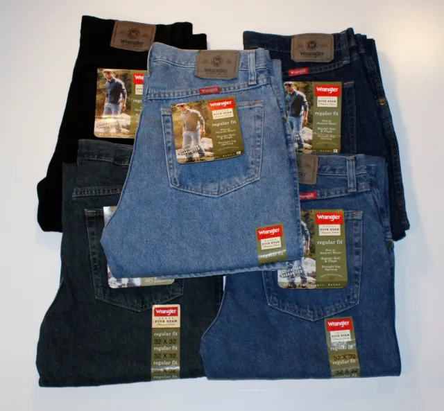 Neuf jeans Wrangler cinq étoiles coupe régulière pour hommes tailles cinq couleurs 100 % coton