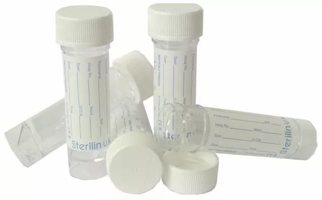 Urine Sample Bottles Containers Pots 30ml Sterile Universal With Label And Cap