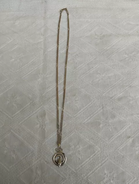 Collana Collanina Vintage In Argento Titolo 925 Con Ciondolo Pendente A Serpente