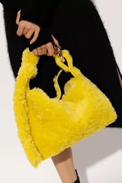 JW Anderson Yellow Faux Fur Chain Hobo Shoulder Bag $710 New