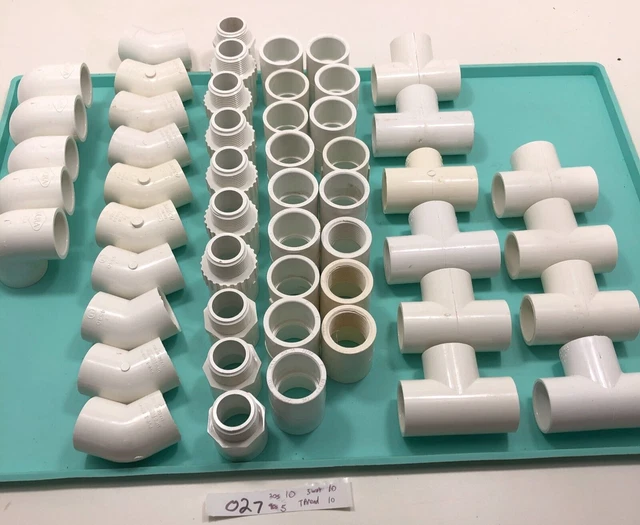 52 PC NOS Pvc Elbow Fittings  45o coupler 90o 3way 1" Inch MIXED LOT MOST USA