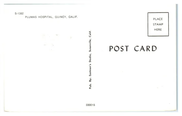 1960s Plumas Hospital, Quincy, CA Postcard *6L7 2