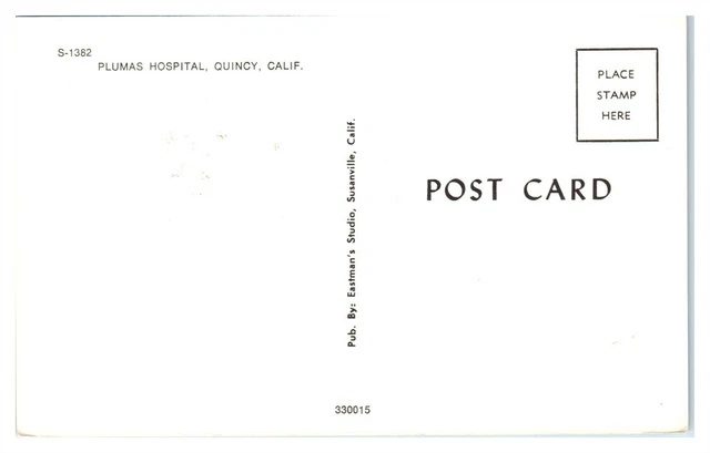1960s Plumas Hospital, Quincy, CA Postcard *6L7 2