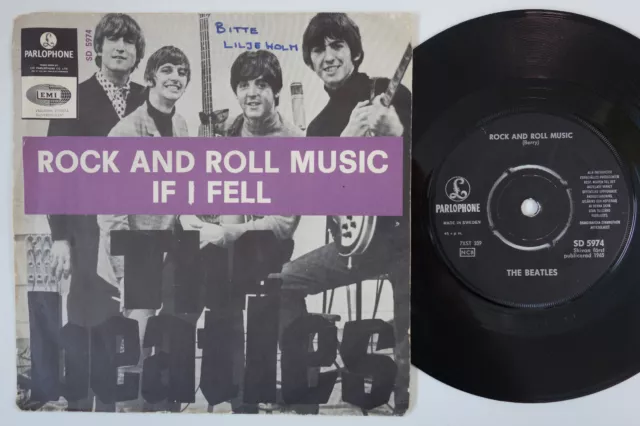 BEATLES Rock And Roll Music BLACK TEXT VARIANT rare Sweden 45 swedish HEAR!