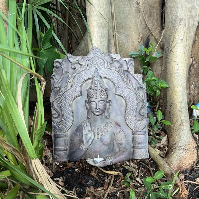 Buddha Wall Hanging Manjushri ABHAYA MUDRA Protection Candle Holder 18”H X 15”W