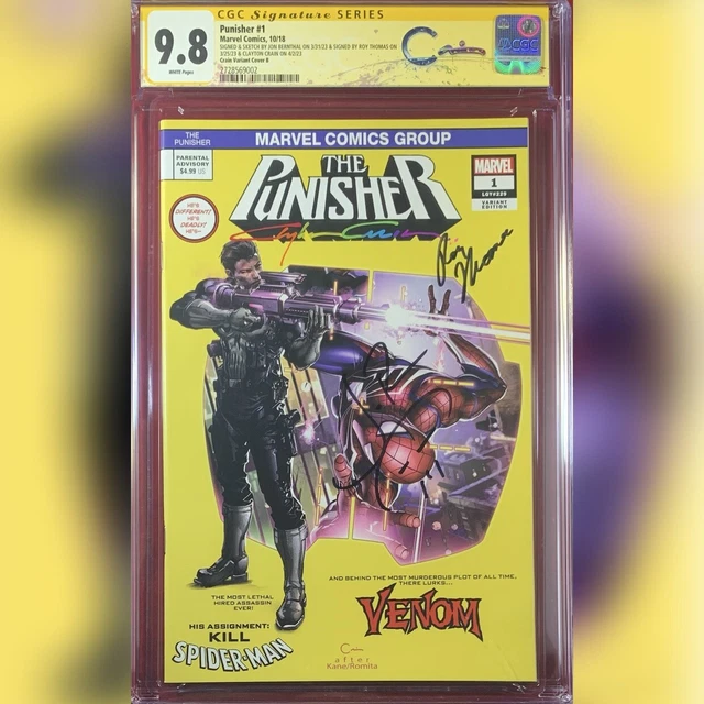 Punisher #1 Crain Variant Cover Cgc 9.8 Ss Jon Bernthal Clayton Crain Roy Thomas