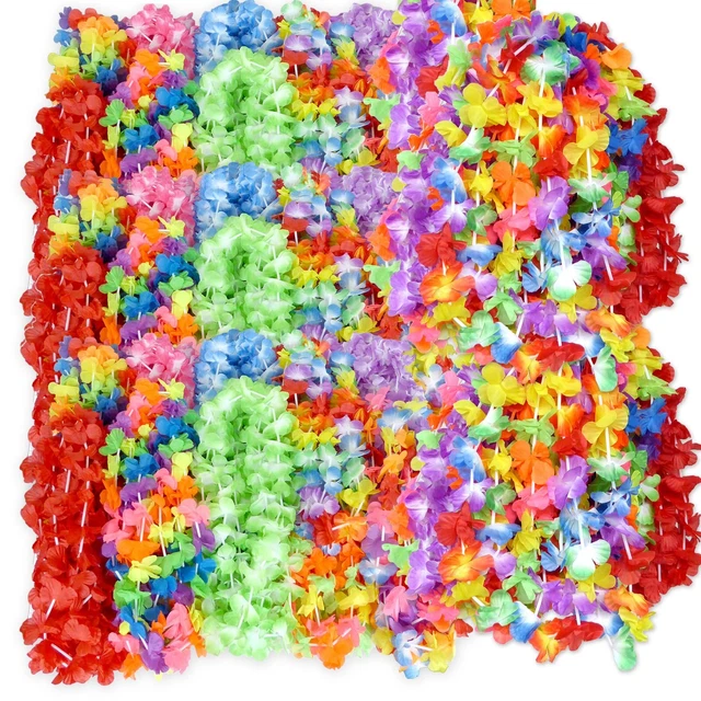 Mega Luau Leis 100 Pack Hawaiian Theme Multi Colorful Tropical Summer F