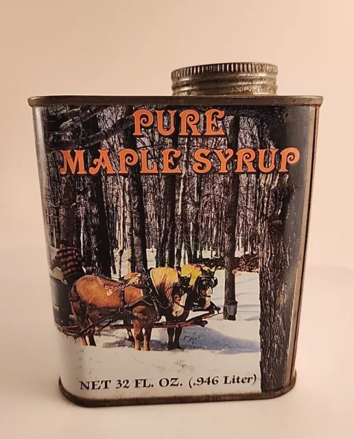 Pure Maple Syrup Vintage Tin 1984 Swanton Vermont 32 Fl Oz