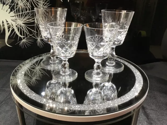 4 x Royal Brierley Hand Cut Crystal “BRUCE”-  (2 Red And 2 White Wine Glasses).