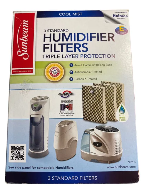 Sunbeam Holmes Cool Mist 3 Pk Humidifier Filters SF235 Triple Layer Protection