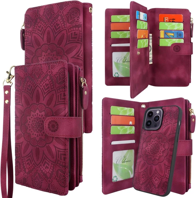 For Iphone 14 Pro Max 6.7 Inch 5G 2022 Wallet Case Detachable Magnetic Cover Zip