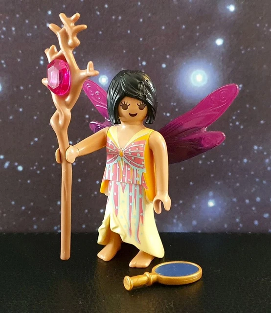 PLAYMOBIL FÉE - Féerie - Fée Petites Ailes Rouges - Robe Jaune - Bâton ...