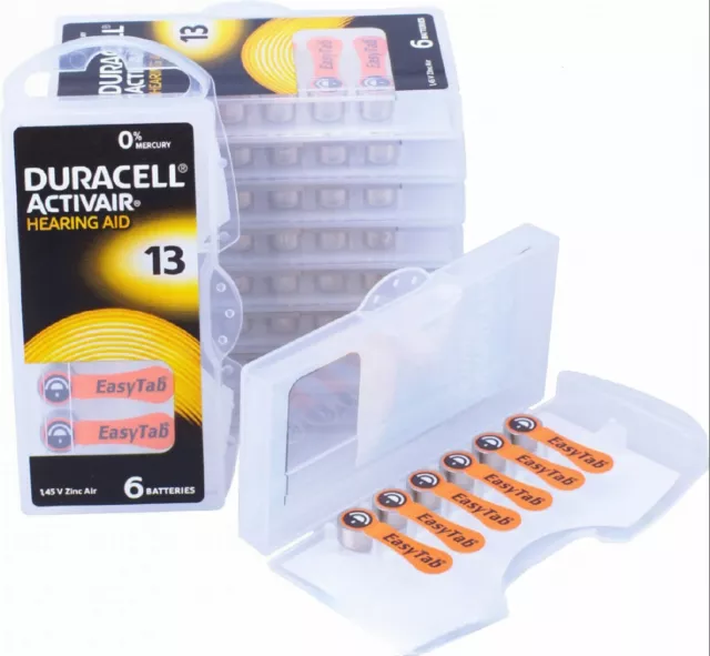 60x Duracell Activair Hörgerätebatterien 13 Hearing Aid (10x6er Blister) Orange