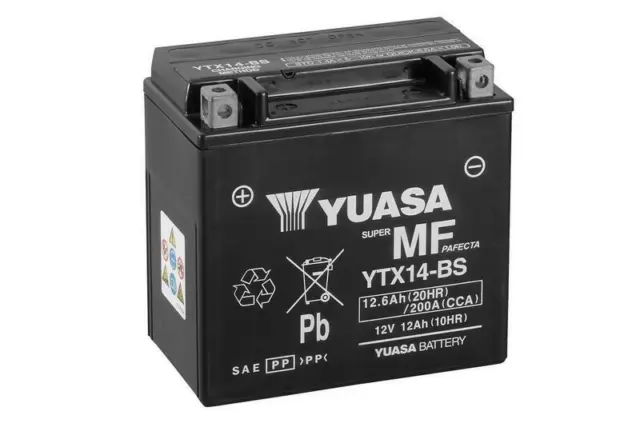 YUASA Batería de moto con electrolito YTX14-BS COMBIPACK