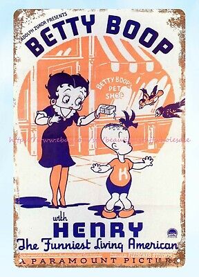 Betty Boop with Henry Movie Posters metal tin sign outside garage decorations