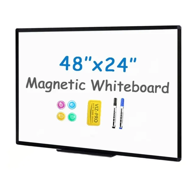 VIZ-PRO White Board Magnetic Dry Erase Board with 1 Eraser, 2 Markers, 4 Magnets