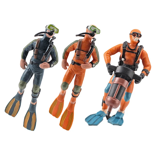 3 piezas estatua de buceo simulada - miniatura - buzo - modelo acuario - artesanía de buceo