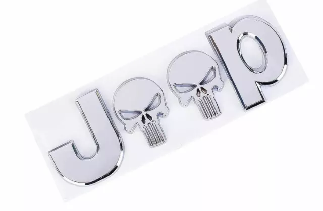PUNISHER Jeep Metall Emblem für Auto Badge Sticker Aufkleber in Metall 3D CHROM