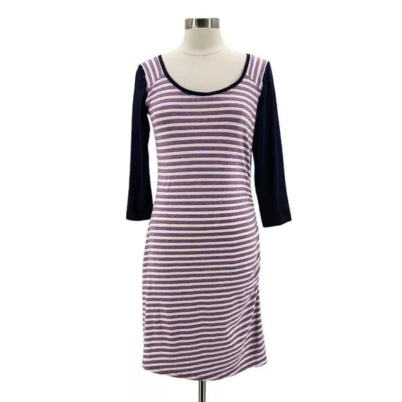 Columbia PFG Omni-Wick Striped Purple White Ruched Dress Womens Medium