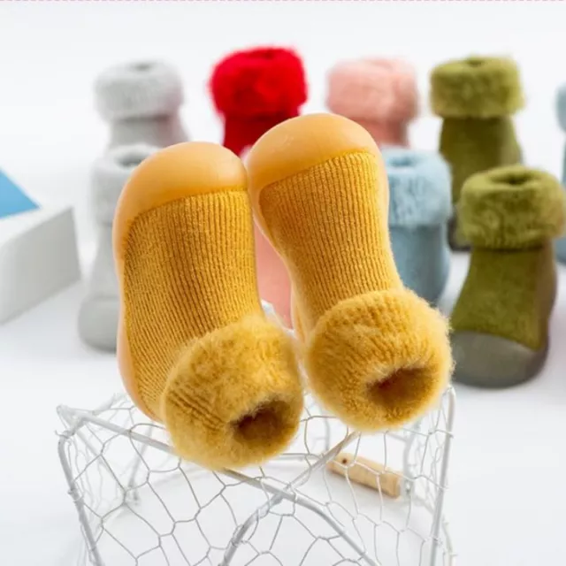 Girls Boys Anti-slip Slippers Toddler Baby Warm Socks Cotton Fuzzy Shoes Winter