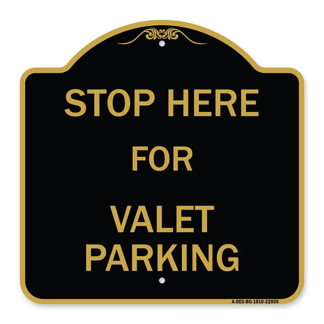 SignMission Designer Series - Stop Here - for Valet Parking Black & Gold