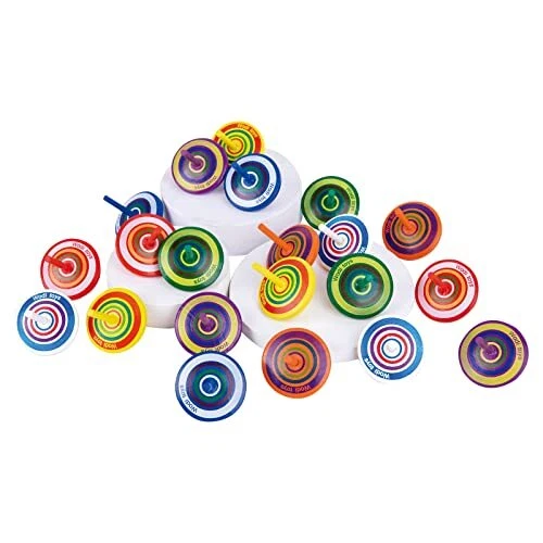 WODI Wooden Spinning Tops, 21 Pcs Wood Novelty Gyroscopes, Kids Handmade