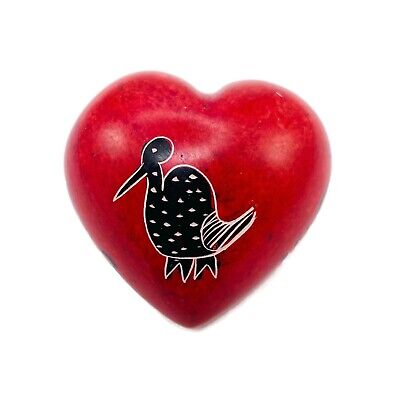 Hand Carved Kisii Soapstone Red Heart Bird 1.5" - Fair Trade Kenya Africa