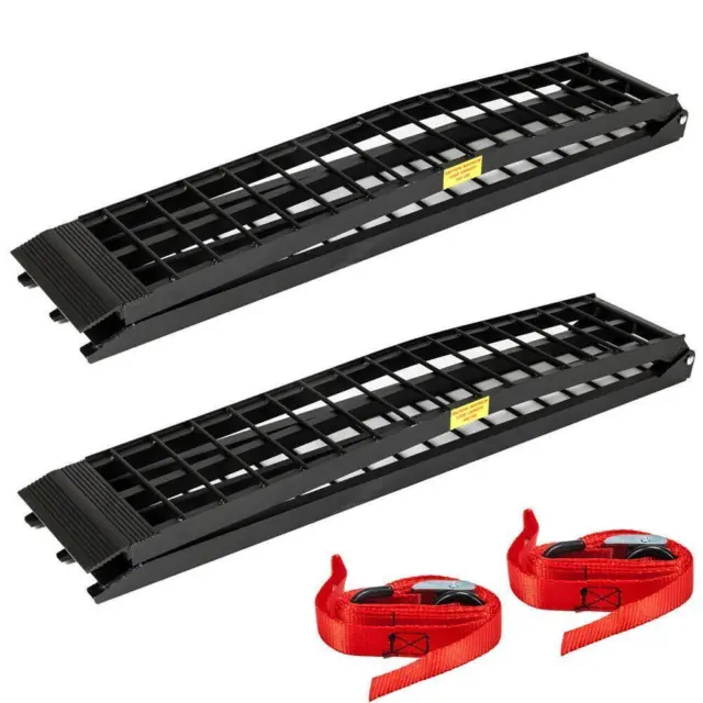 Pair Black Aluminum Arched ATV 120" Long Folding Loading Ramps For Trailer Truck