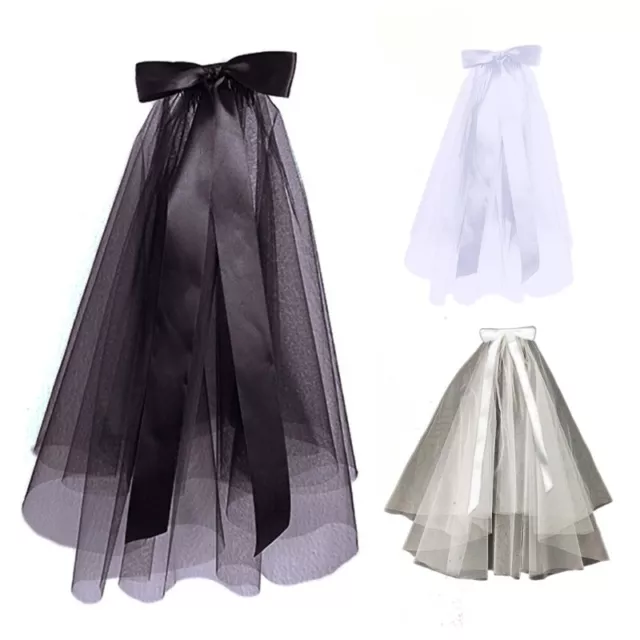 Wedding Veil Bridal Tulles with Bowknot Short Halloween Cosplay Party Decor