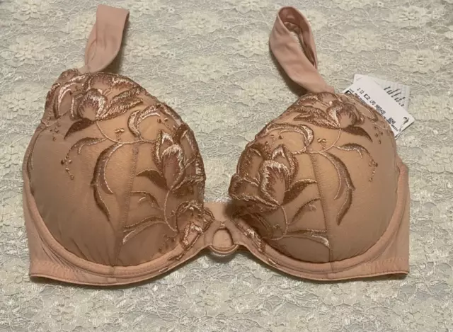 La Perla Ikebana Collection 32D Push Up Bra Blush Pink Shimmery Embroidery