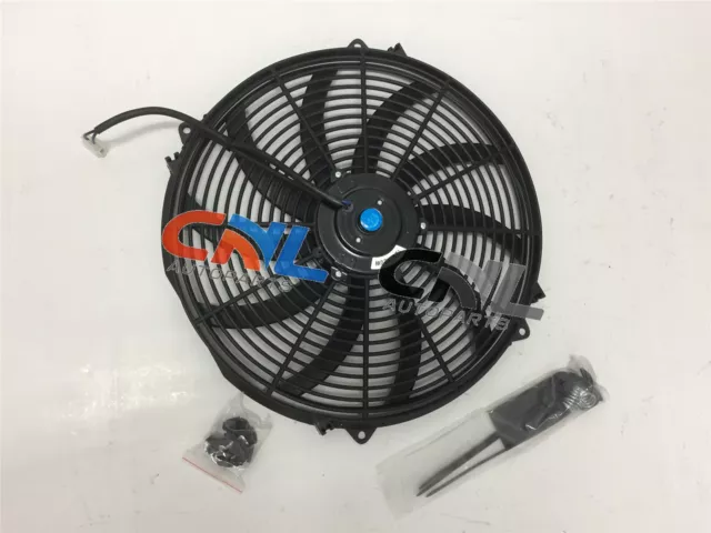 16" inch PULL/PUSH RADIATOR Electirc Thermo Curved Blade FAN & MOUNTING 12V new