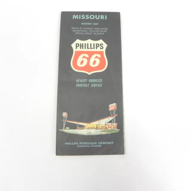 Vintage 1963 Phillips 66 Gas Oil Company Touring Road Map Of Missouri 18 X 26