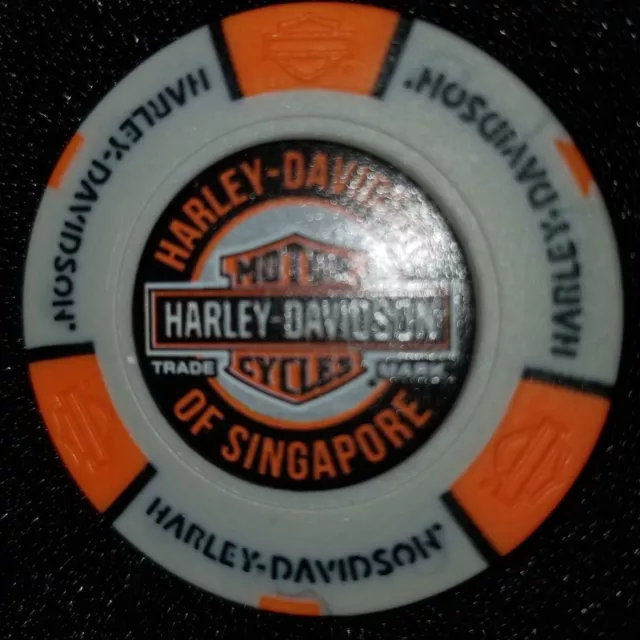 115th Harley Poker Chip/Golf Marker (Gray/Orange) "HD of SINGAPORE"