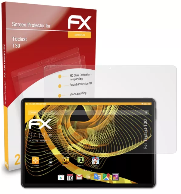 atFoliX 2x Panzerfolie für Teclast T30 Schutzfolie matt&stoßfest Folie