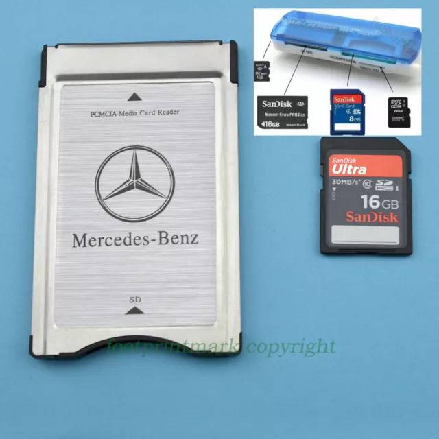 Pcmcia Pour SD SDHC Carte Adaptateur Mercedes-Benz + 16G + Lecteur des Centaines