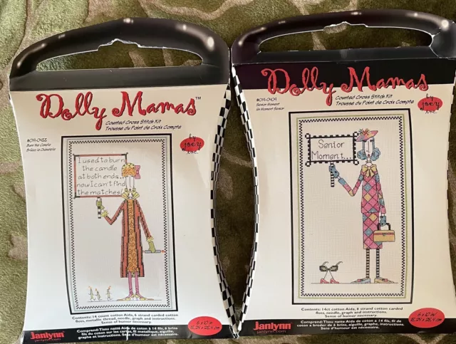 2 X WACKY Dolly Mamas Counted Cross Stitch Kits Aida Cottons Chart