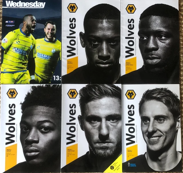 6 X WOLVERHAMPTON Wanderers Wolves Home Football Programmes 20142015 £
