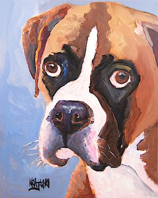 Boxer Dog 8x10 Art Print Signed by Artist Ron Krajewski 