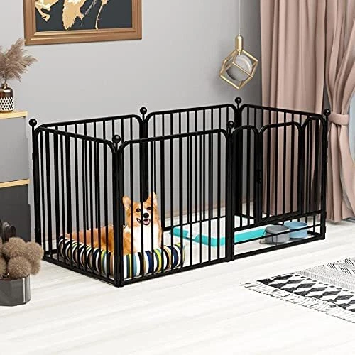 PEIPOOS Dog Panel Pet Playpen Pen Bunny Fence Indoor Outdoor Fence Playpen He...