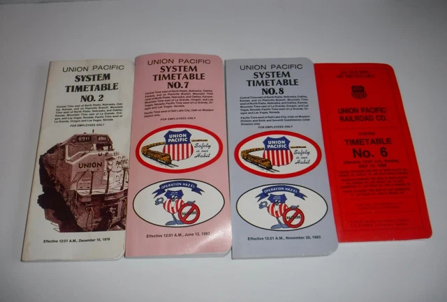 Vintage Lot of 4 Union Pacific Railroad Train Employee Timetables 1978 1983 1988